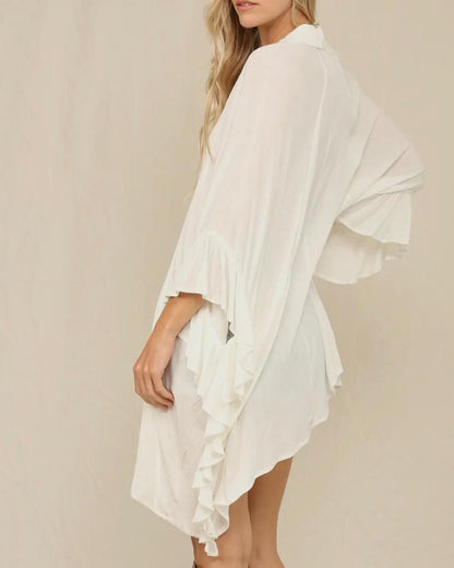 White Flowy Button Up Top *VERY OVERSIZED