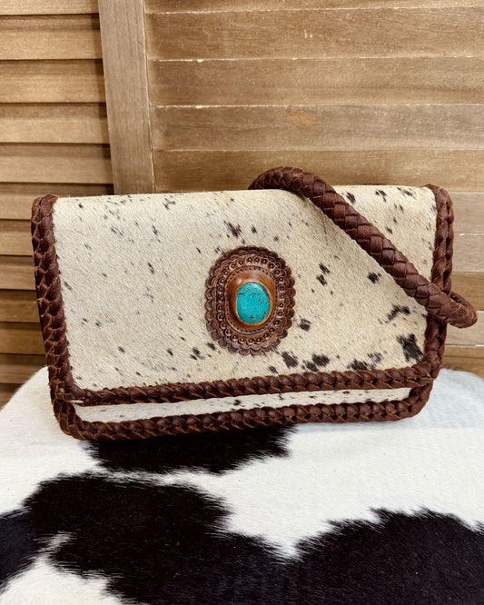 Cowhide AD Stone Rope Crossbody