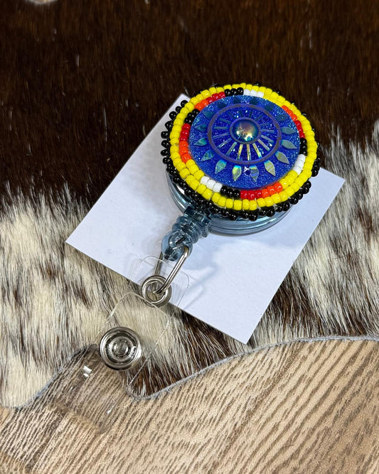 Lucille Ramon Handmade Beaded Badge Reel *Native