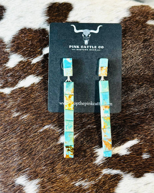 Long Kingman Dangle Earrings