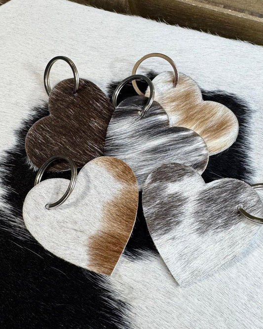 Heart Cowhide Keychain *Hide Will Vary