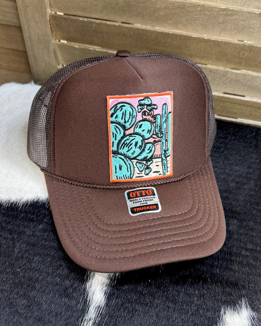 Brown Cactus Trucker Hat