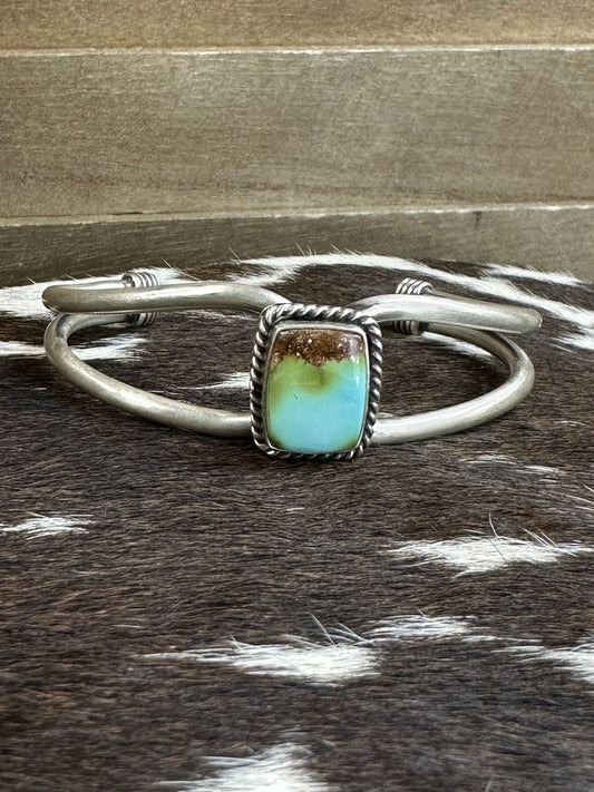 Sterling Turquoise Square Stone Cuff