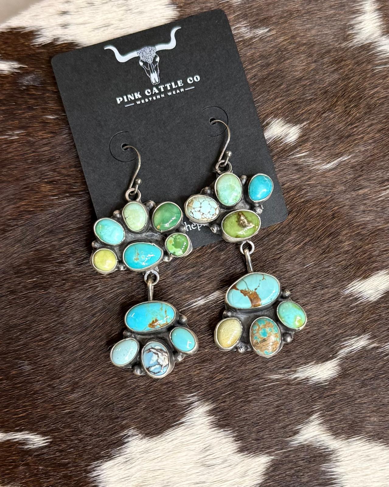 Mix Stone Cluster Dangle Earrings *Native