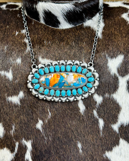E. Richard's Turquoise Spiny Full Cluster Necklace *Native