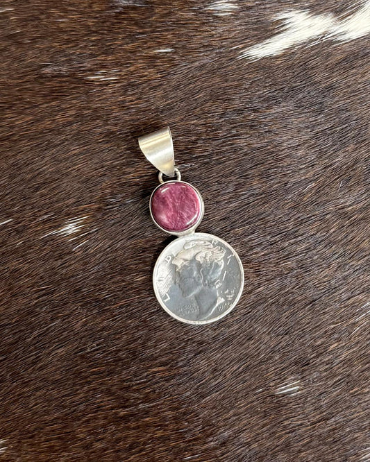 1940 Purple Round Spiny Coin Pendant *Native