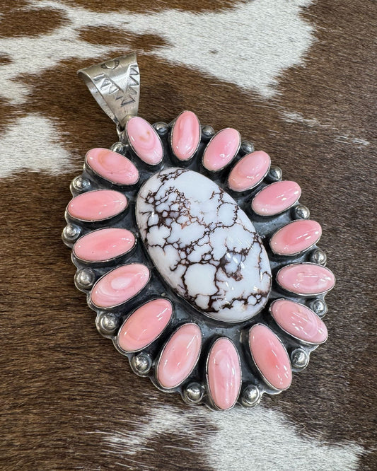 Pink Conch Wild Horse Pendant