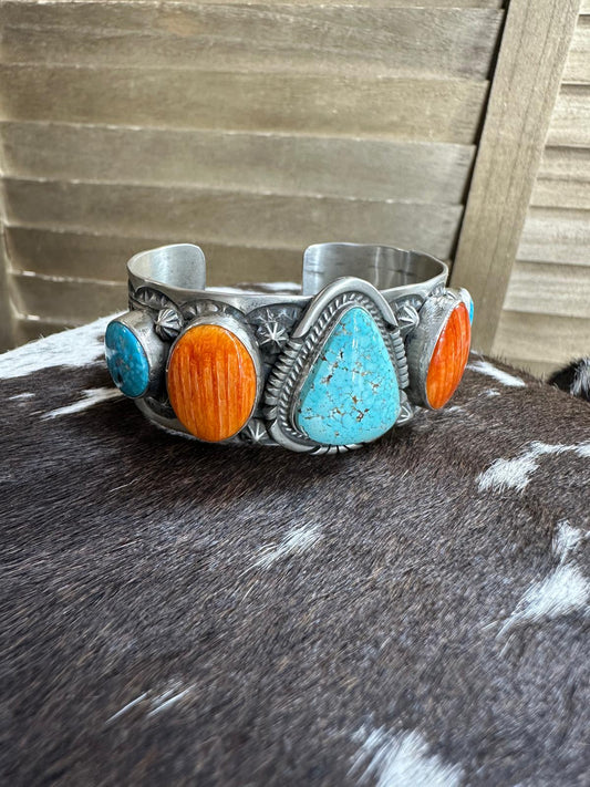 Chunky Spiny & Turquoise Cuff *Native