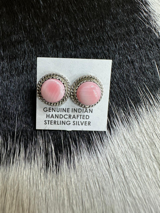 Pink Conch Circle Studs
