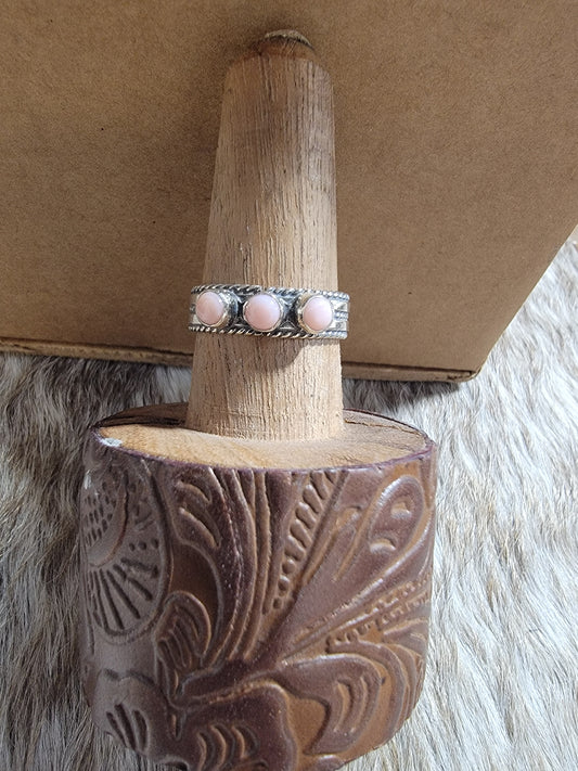 Arline Lewis 3 Stone Pink Conch Rings *Native (Stone Varies)