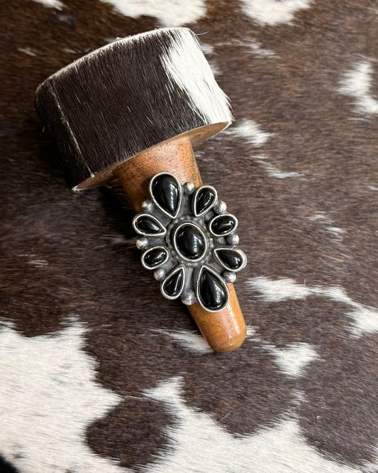 Adjustable Black Onyx Full Cluster Ring *Native