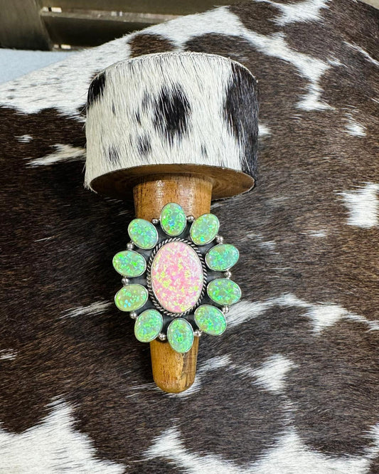 Green And Pink Opal Cluster *Adjustable