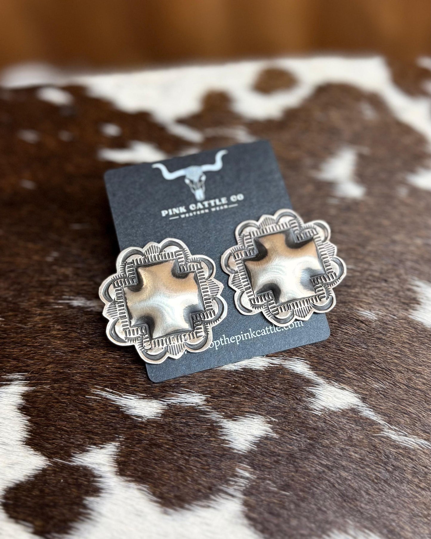 Leander Tahe Sterling Cross Earrings *Native