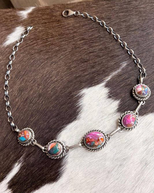 Pink Dahlia 5 Stone Choker *Native