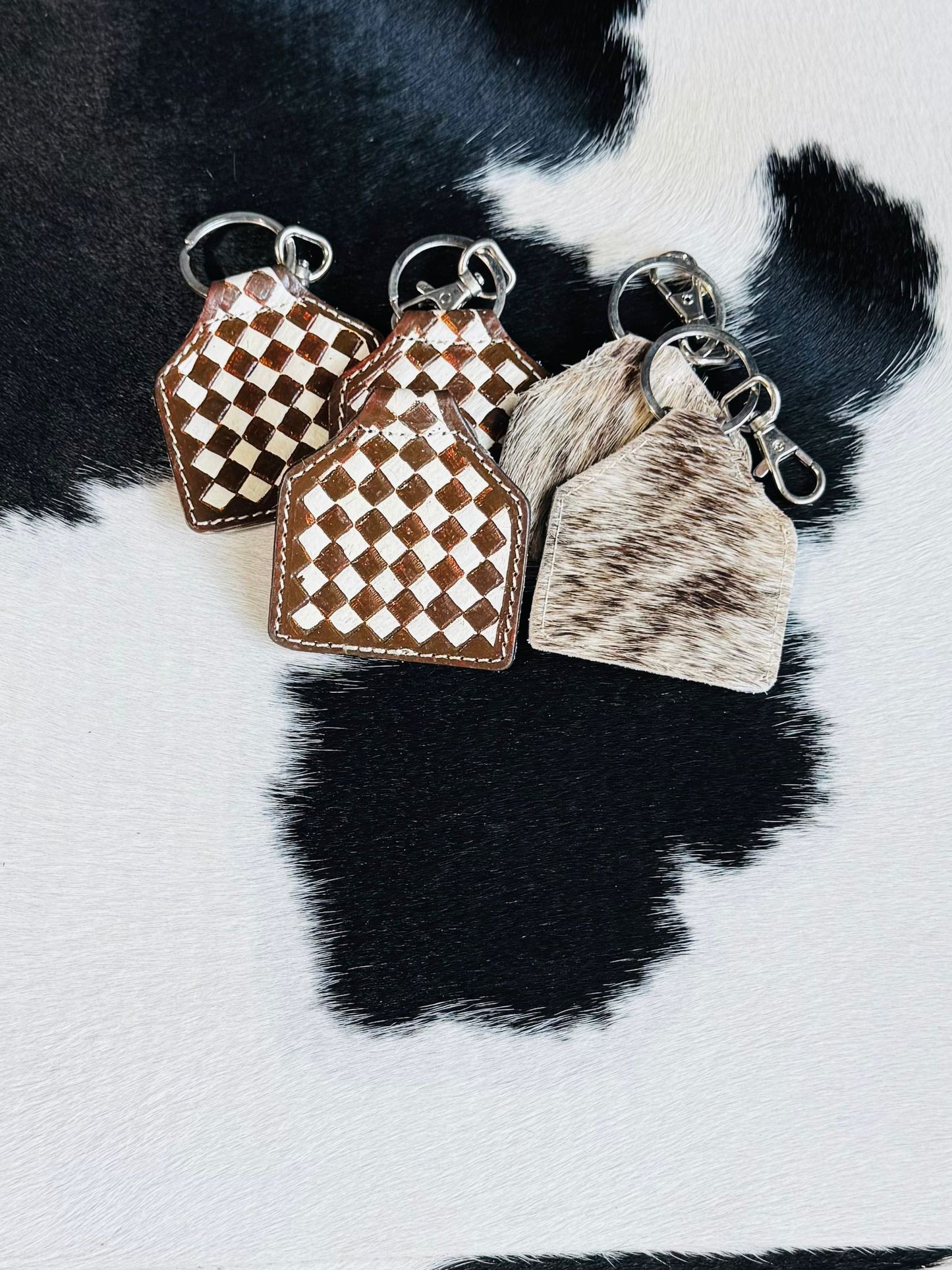 Brown Checkered Keychain (Hide Vary)