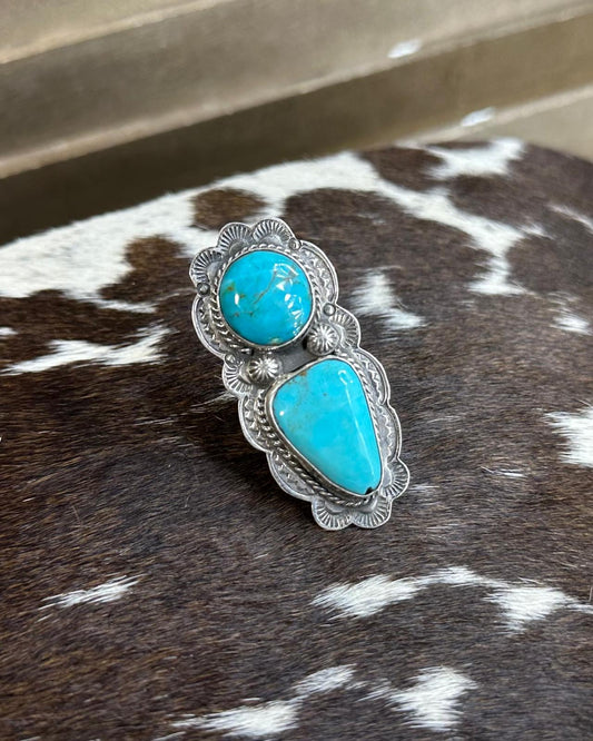 Kingman Double Stone Ring Sz. 9 *Native