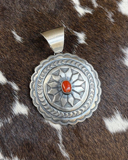 Chimney Coral Concho Pendant *Native