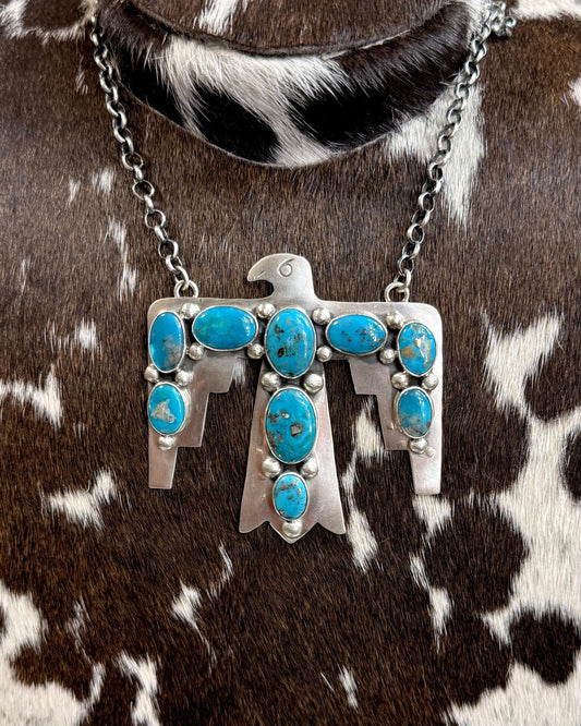 20" Russel Sam Kingman Thunderbird Necklace *Native