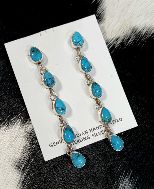 Kingman Teardrop 5 Stone Dangle Earrings *Native