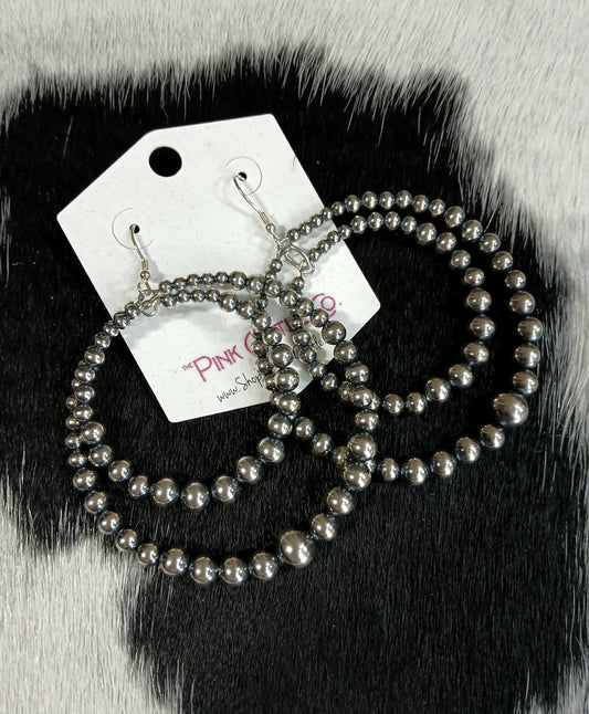 Double Sterling Pearl Hoops