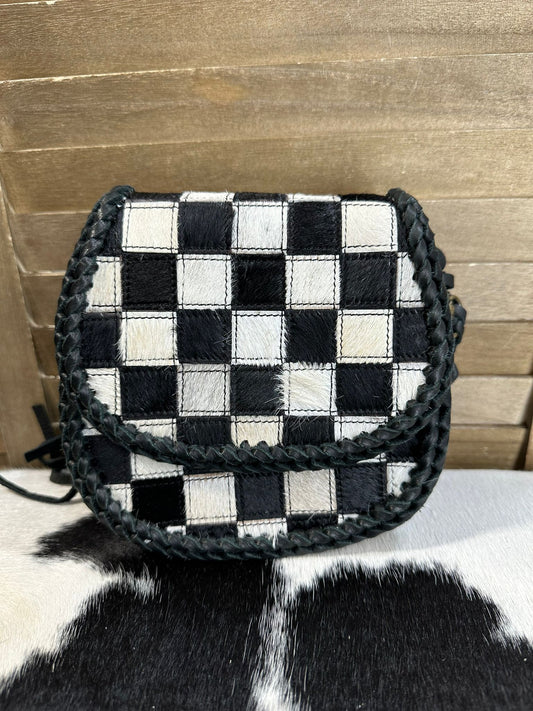 AD Checkered Cowhide Crossbody