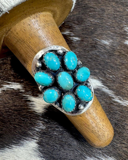 Patrick Yazzie Turquoise Flower Cluster Ring *Native