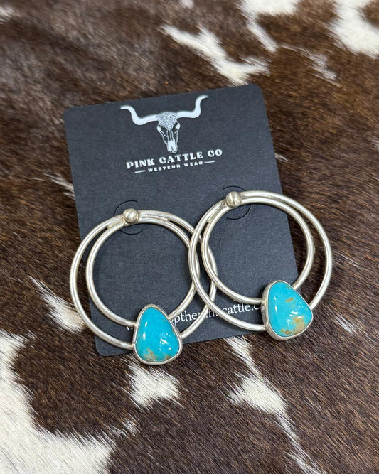 Kingman Stone Sterling Post Hoops *Native