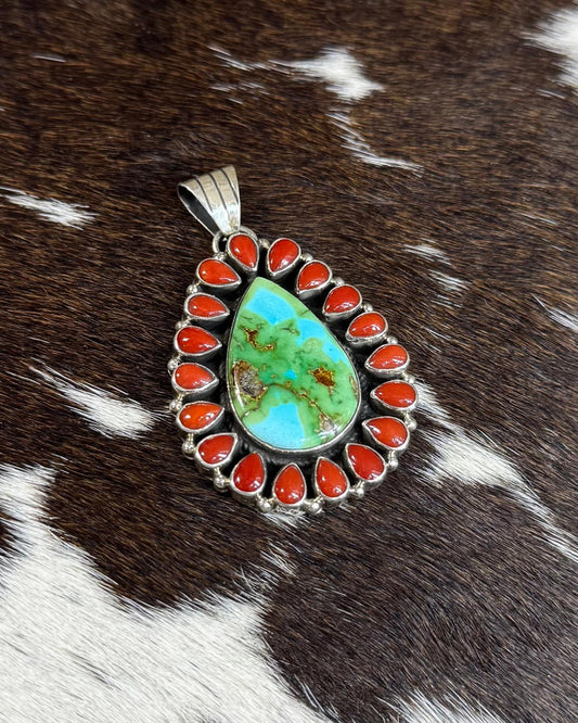 Coral & Sonoran Teardrop Cluster Pendant *Native