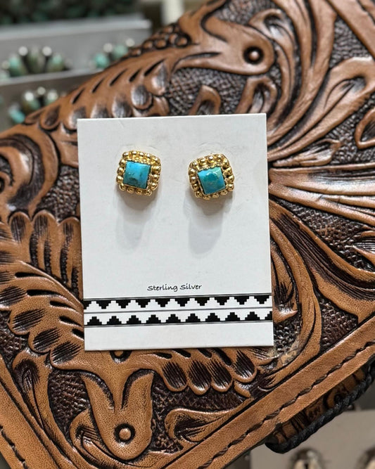 14K Gold Plated Turquoise Studs