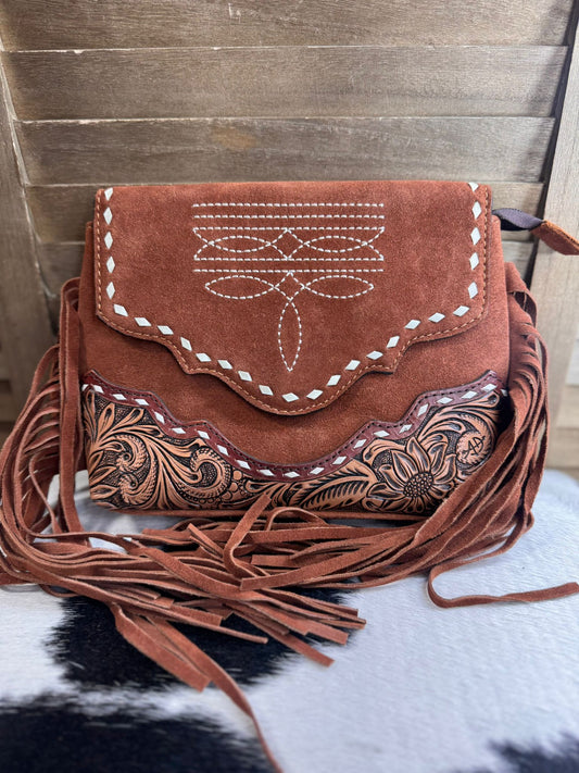 Rust Suede Crossbody
