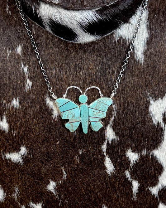 Steve Francisco Inlay Butterfly Necklace *Native