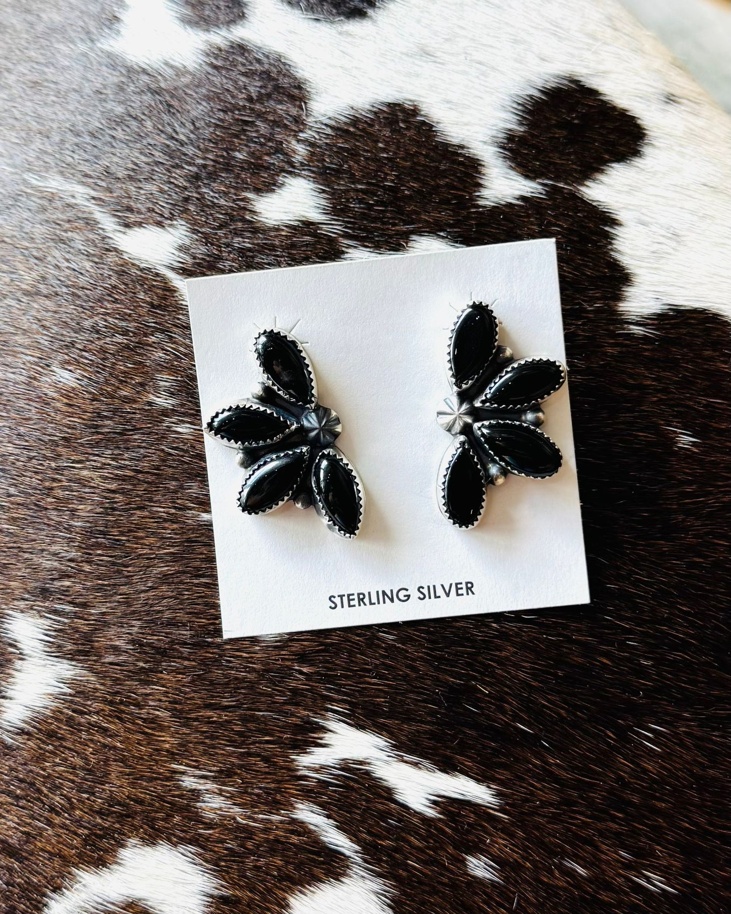 Black Onyx Half Cluster Studs