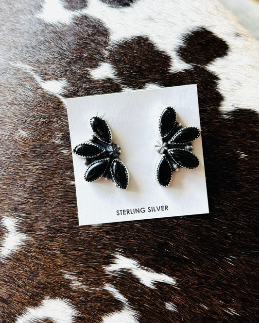 Black Onyx Half Cluster Studs
