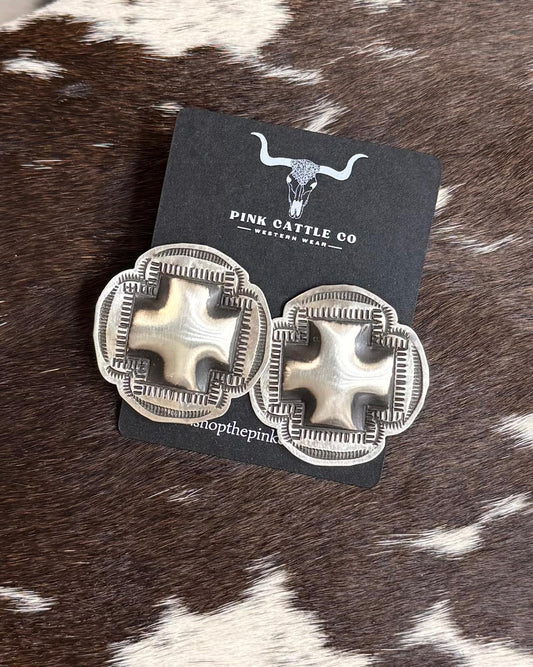 Leander Tahe Sterling Cross Earrings *Native