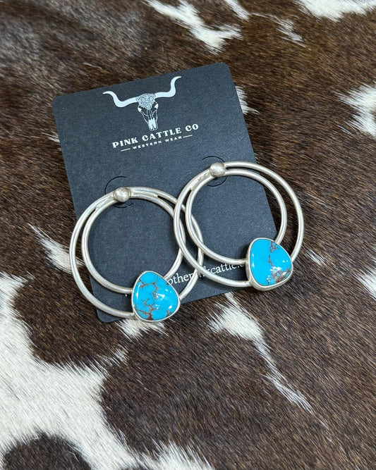 Kingman Stone Sterling Post Hoops *Native