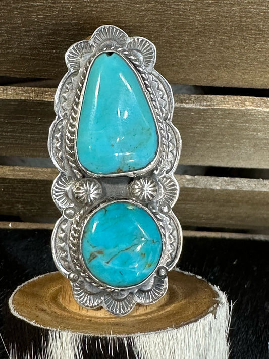 Gloria 2 Stone Statement Ring *Sz 9