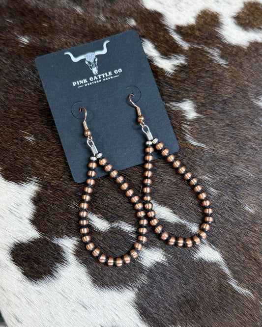 Copper Pearl Teardrop Earrings