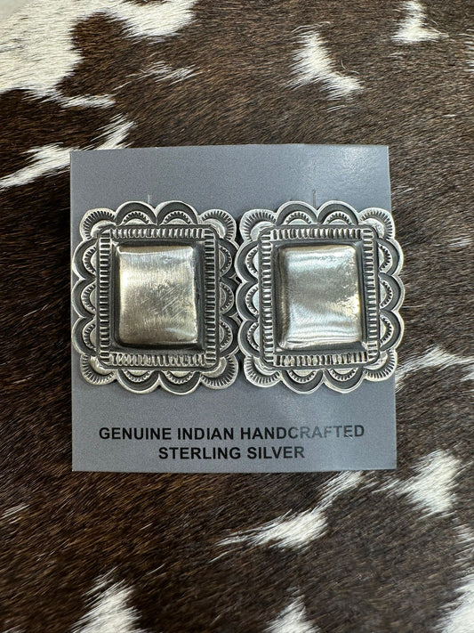 L.Tahe Sterling Silver Square Earrings *Native