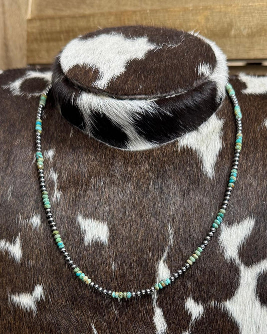 18" Green Turquoise Pearl Stacker Necklace