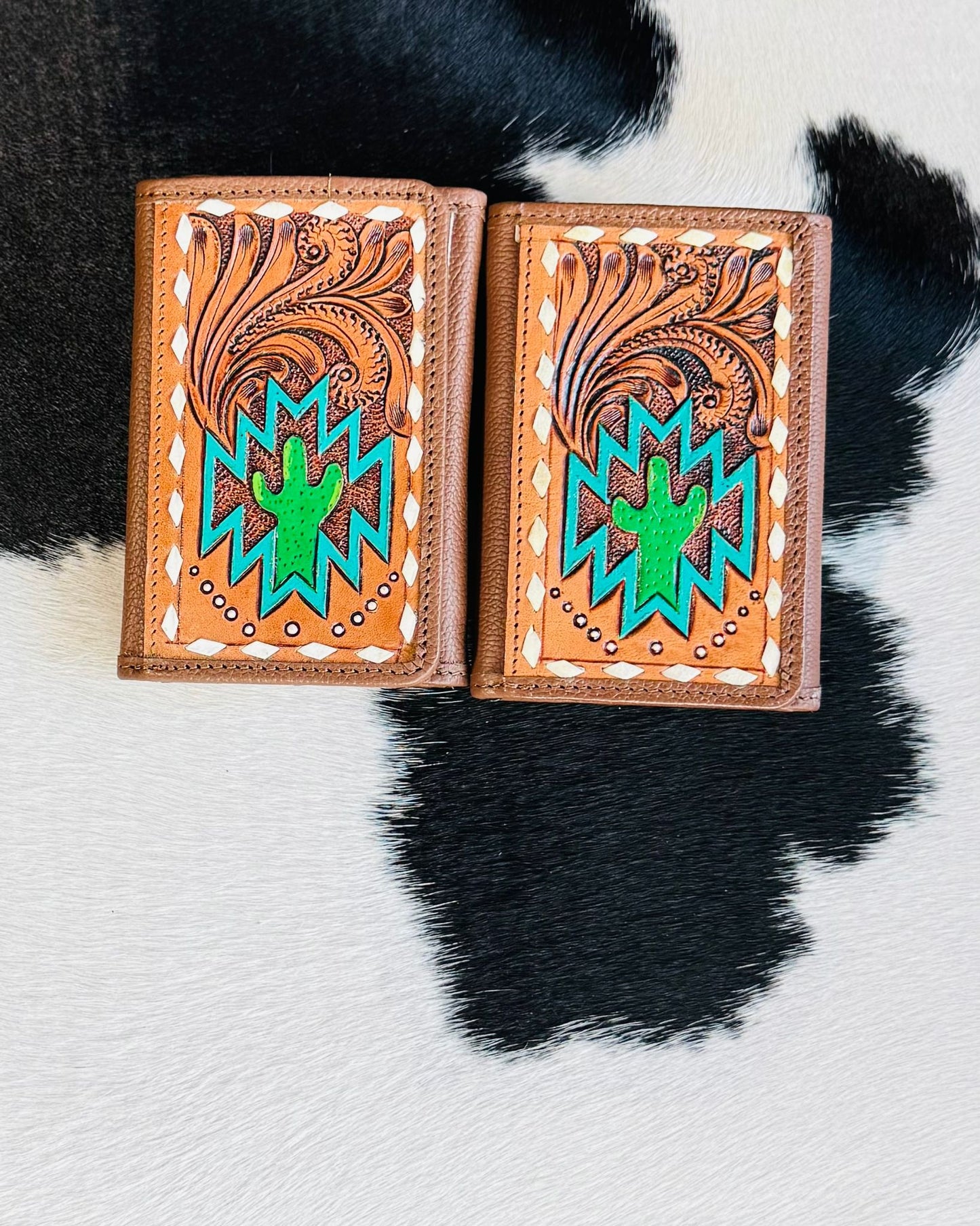 Cactus Aztec Leather Wallet
