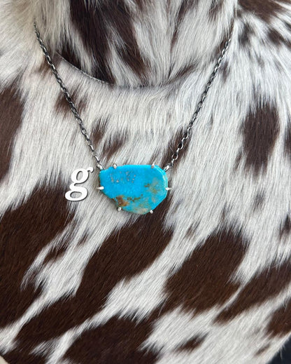 Donavan Skeets Waterproof Darker Turquoise Slab Necklace *Native
