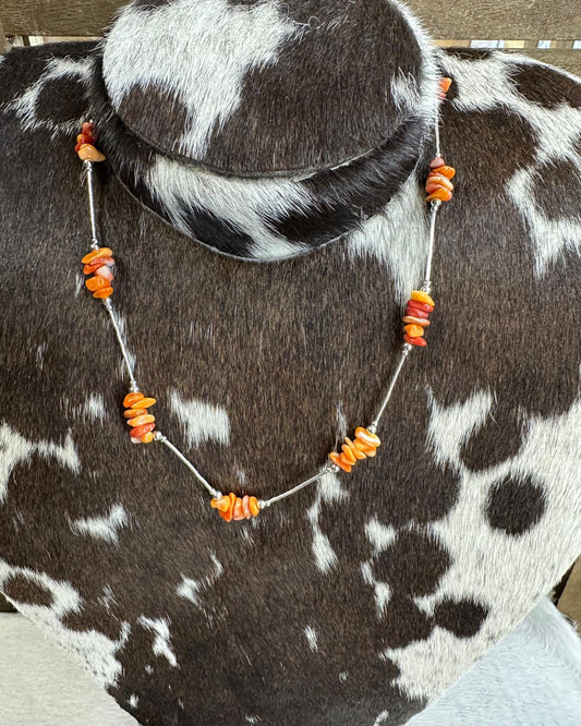 Liquid Silver Spiny Chip Necklace