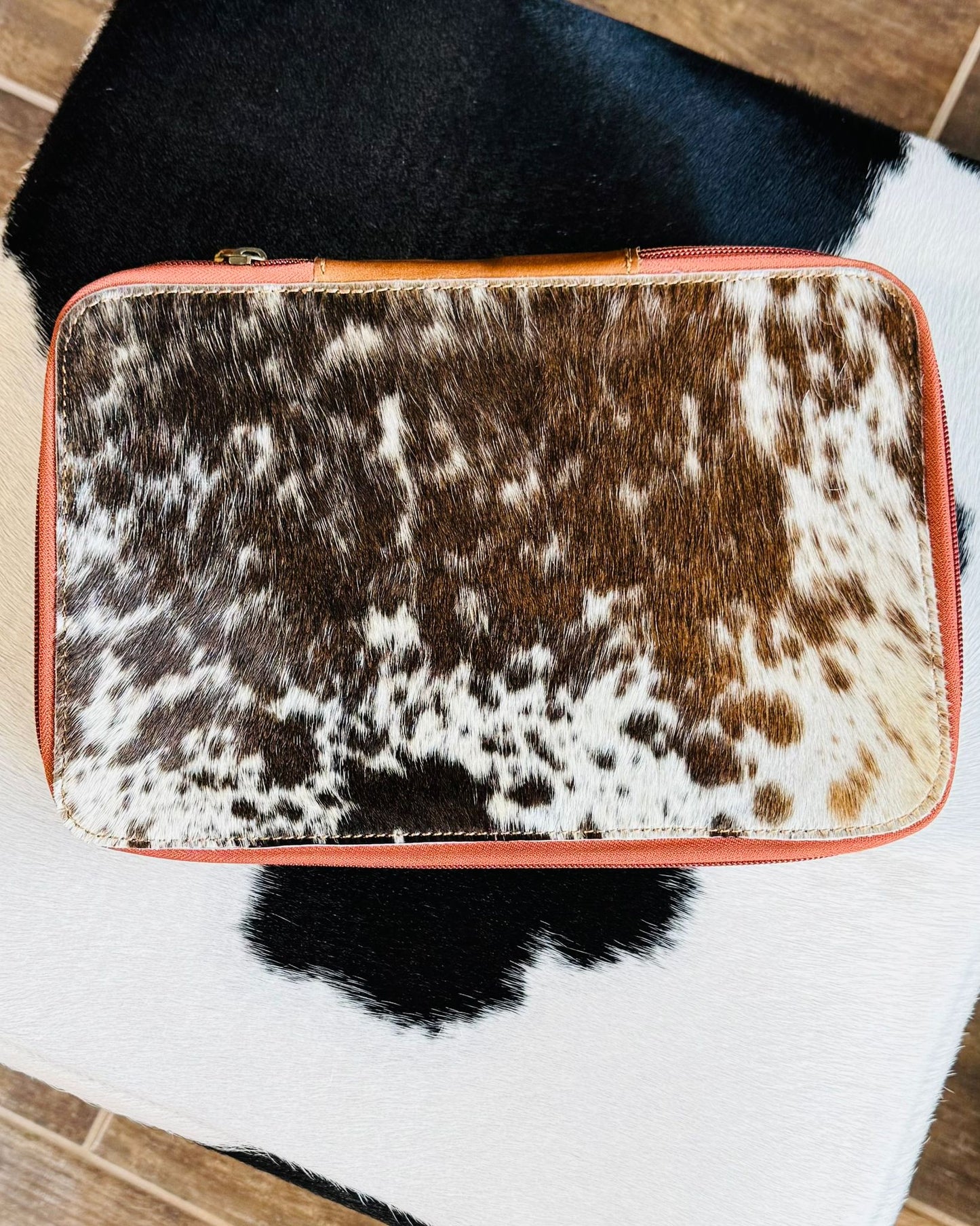 Brown Leather Cowhide Jewelry Box