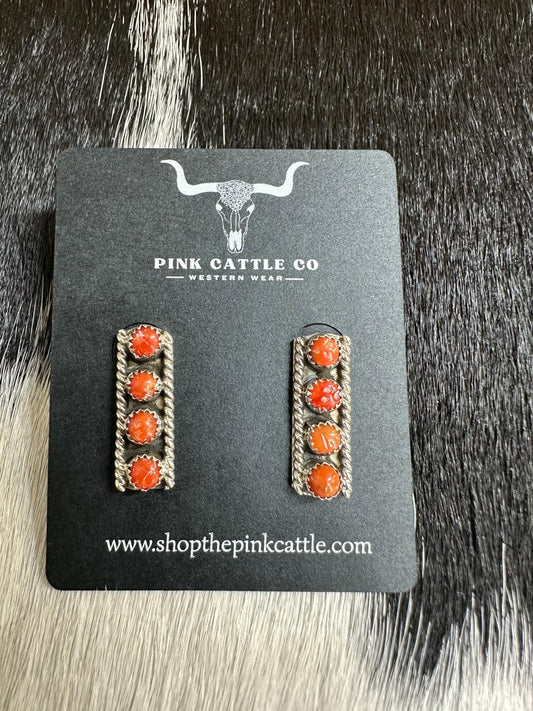 Janice Spencer 4 Stone Spiny Rectangular Studs *Native