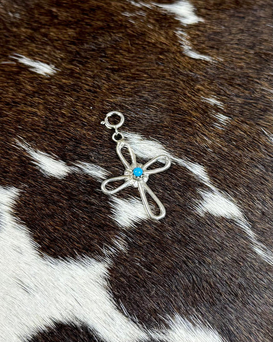 Sterling Silver Cross Turquoise Charm