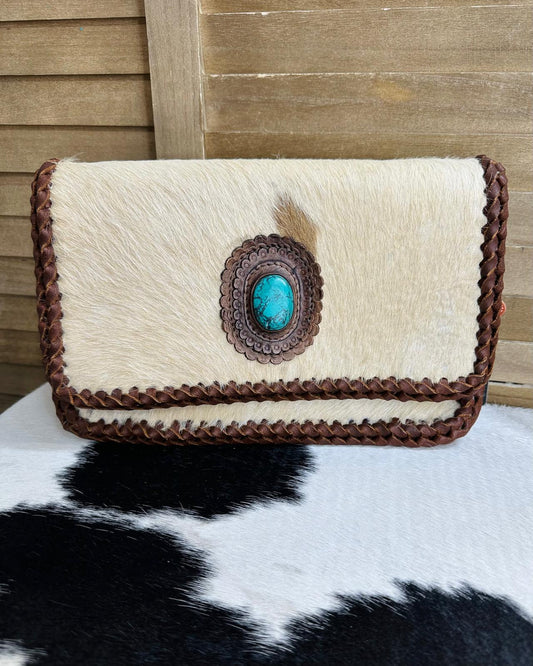 Cowhide AD Stone Rope Crossbody
