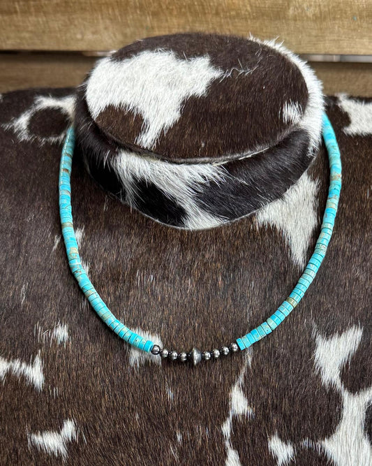 Blue Turquoise Heishi Pearl Choker