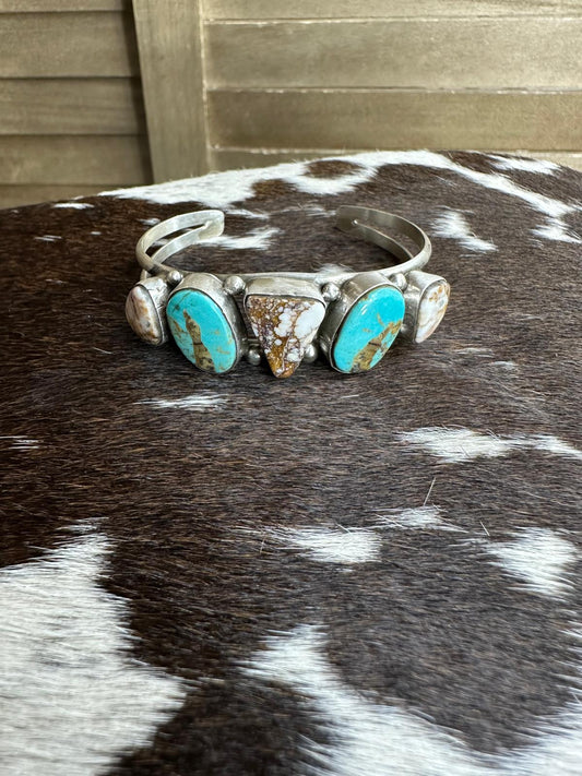 Kingman & Wild Horse 5 Stone Cuff *Native