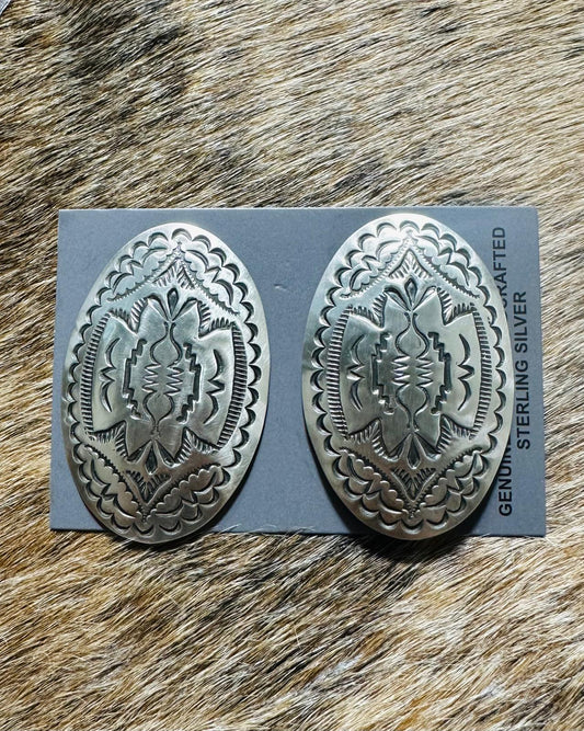 L.Tahe Aztec Pattern Concho Earrings *Native