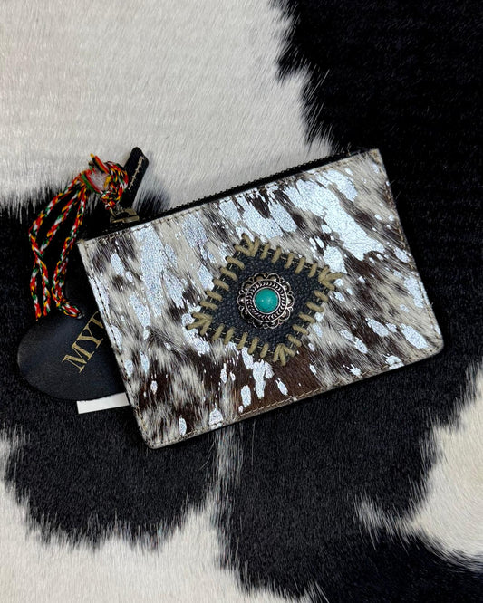 Myra Acid Wash Cowhide Card Case